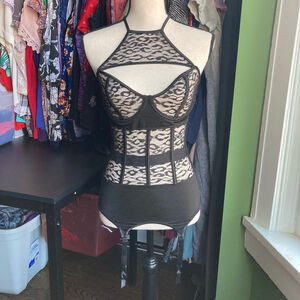 Women's Coquette Bodysuit Size S Black Lace